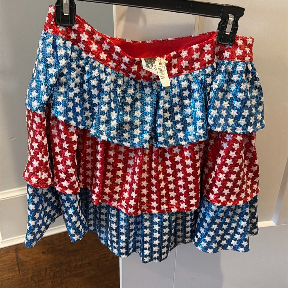 NWT Queen of sparkles patriotic star skort